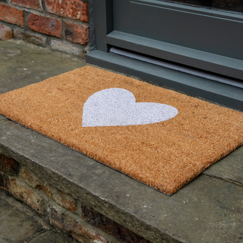 Printed Novelty Heart Coir Door Mat 45cm x 75cm - Indoor and Sheltered Outdoor Use