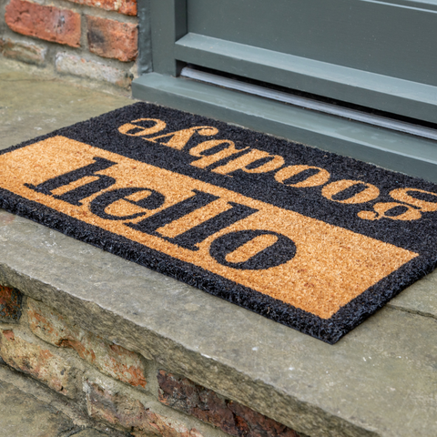 Printed Novelty Hello/Goodbye Coir Door Mat 45cm x 75cm - Indoor and Sheltered Outdoor Use