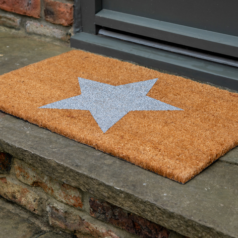 Printed Novelty Star Coir Door Mat 45cm x 75cm - Indoor and Sheltered Outdoor Use