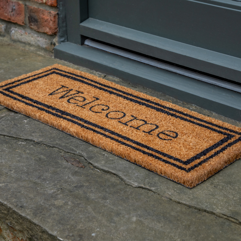 Printed Novelty Welcome Coir Door Mat 27cm x 70cm - Indoor and Sheltered Outdoor Use