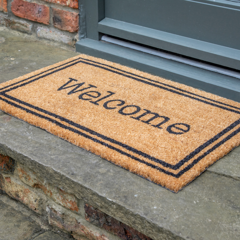 Printed Novelty Welcome Sign Coir Door Mat 45cm x 75cm - Indoor and Sheltered Outdoor Use